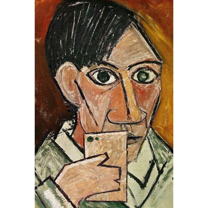 Pablo Picasso Selfie ภาพภาพวาดตลก Fine Art พิมพ์ Picasso Wall Art Cubism Expressionism งานศิลปะบทคัด