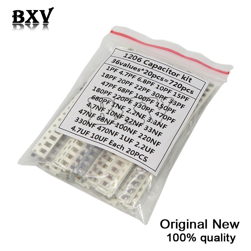 36VALUES 1PF-10UF ELECTRONIC CAPACITOR SET 1206 SMD CAPACITOR CERAMIC ASSORTMENT KIT 22PF 47PF 22NF 