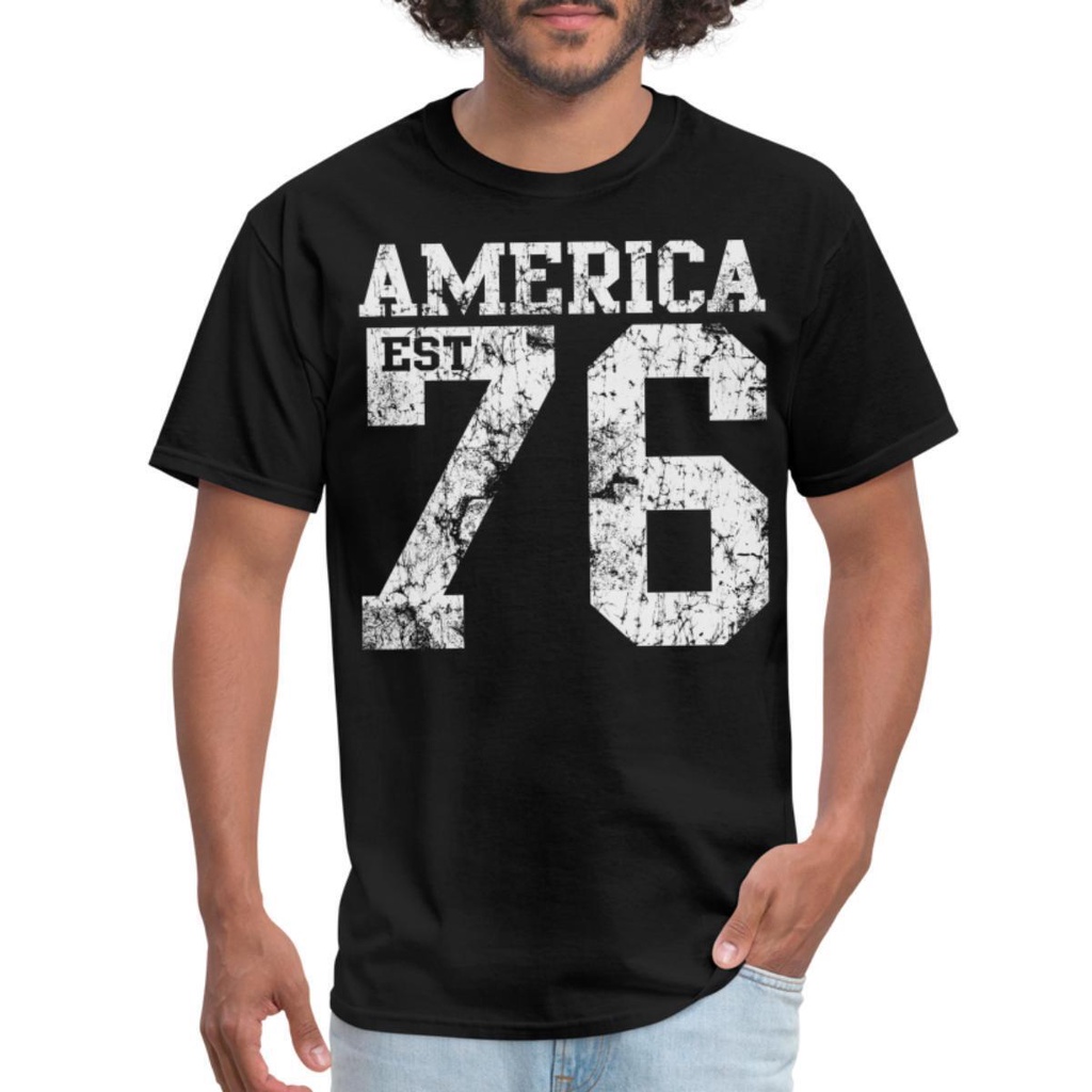 America Est 1776 Grunge Logo Independence Day 4Th Of July Mens T-Shirt