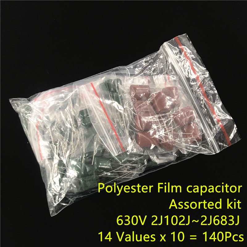 630V Mylar Film Capacitor คละชุด 2J102J~2J683J 1nF ~ 68nF 14 ค่า x 10 ชิ้น