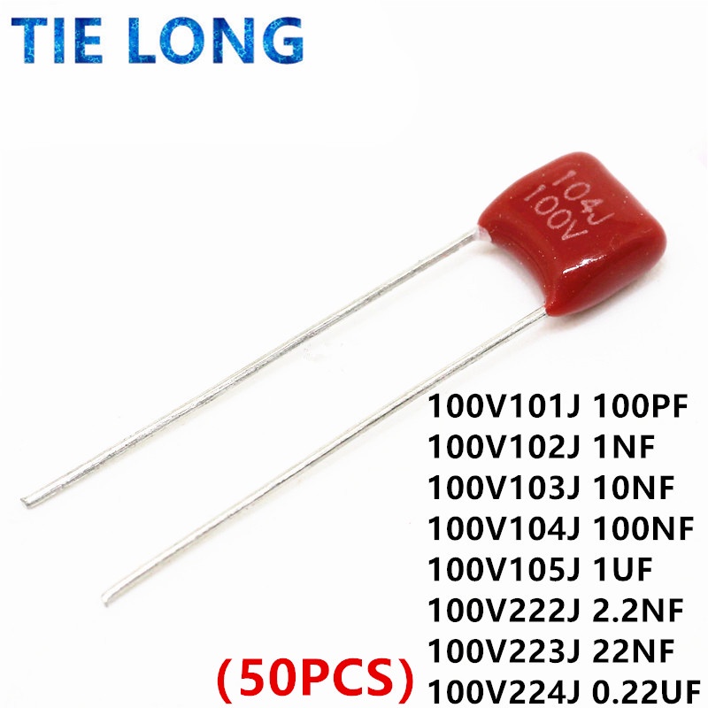 100PCS 100V 101J 102J 103J 104J 105J 222J 223J 472J 473J 0.01UF 0.1uF 1NF 2.2NF 4.7NF 10NF 100PF P =