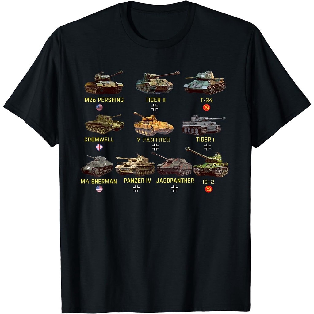 เสื้อยืด Top Ten Best Ww2 Tanks M4 Sherman Panzer Iv Tiger Ii