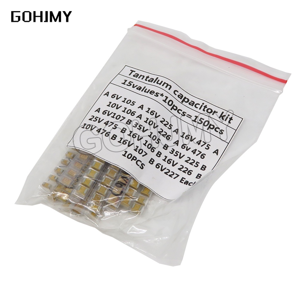 15 ค่า SMD Tantalum Capacitor Assortment Kit 1UF-220uf A/B กรณี Tantalum Capacitor ชุด 1UF 2.2UF 4.7