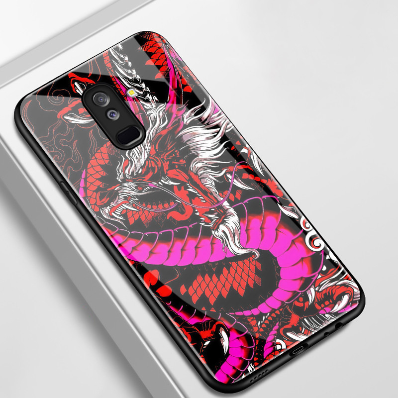 เคสสำหรับ Samsung A6+ 2018 J8 2018 J7 pro J6 Plus 2018 J6 Prime เคสโทรศัพท์มังกรเปลือกแก้วกันกระแทก