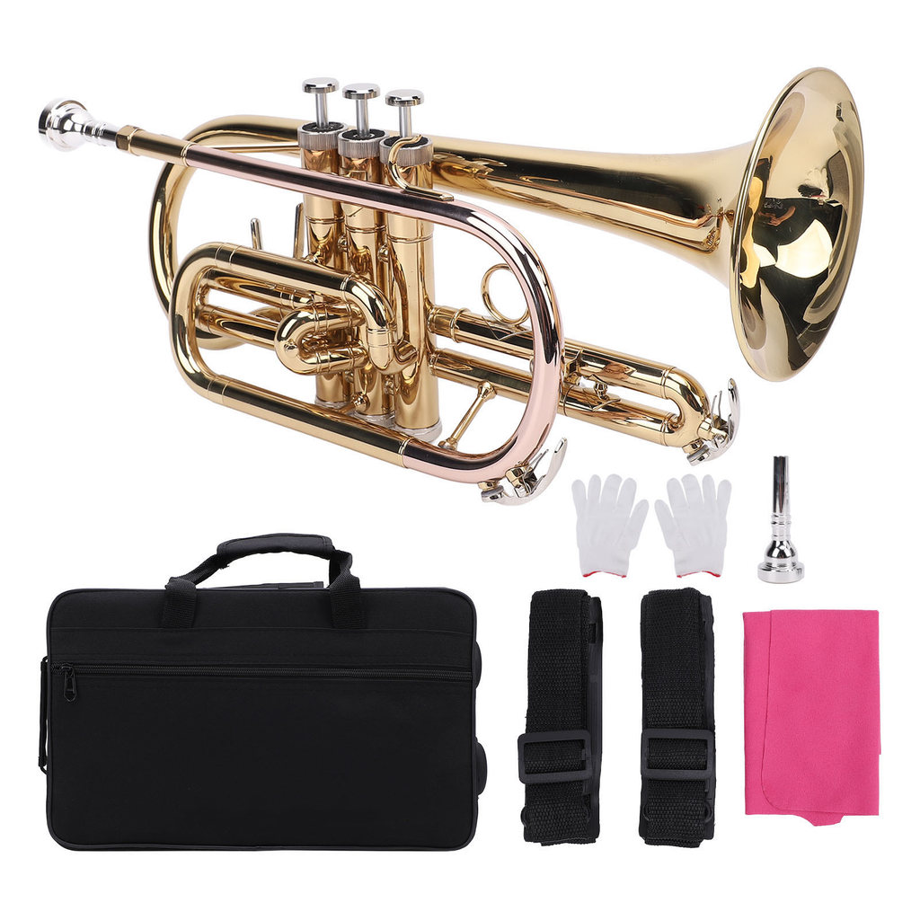 [YIB] Bb Trumpet Set Gold Orchestral Instrument พร้อมกล่องสําหรับผู้เริ่มต้นมืออาชีพ
