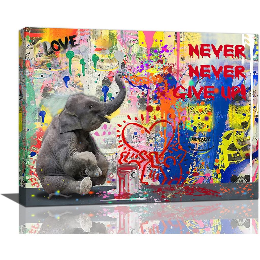 Banksy ผ้าใบ Wall Art ตลกช้างภาพ Wall Decor Graffiti โปสเตอร์พิมพ์ Banksy Street Pop ภาพวาดโมเดิร์นง