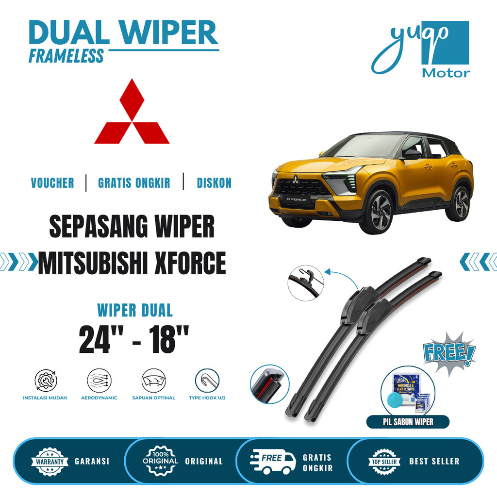 ที่ปัดน้ําฝนกระจกรถยนต์ Mitsubishi XForce Dual ฟรี 5 เม็ดสบู่