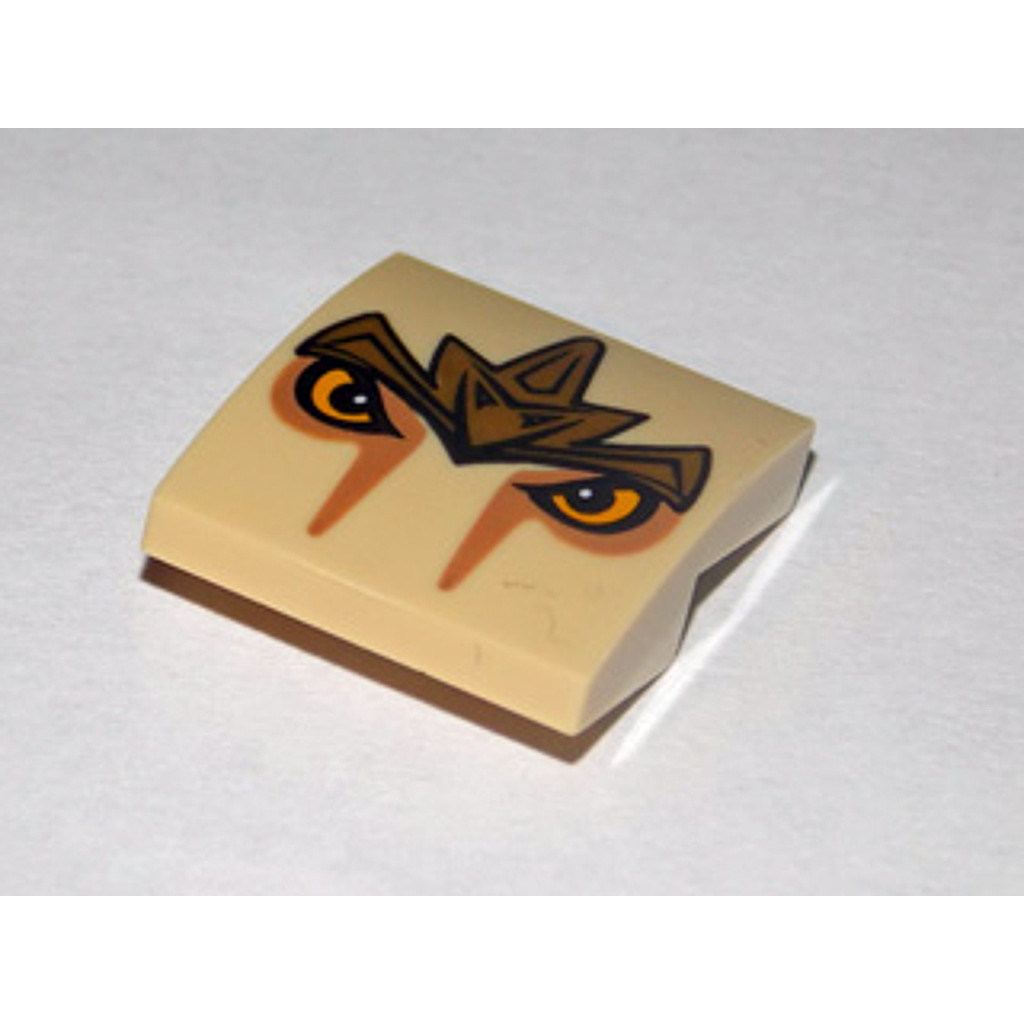 Brick2cube Part - Slope, Curved 2 x 2 x 2/3 with Lion Armor and Eyes Pattern - 15068pb002