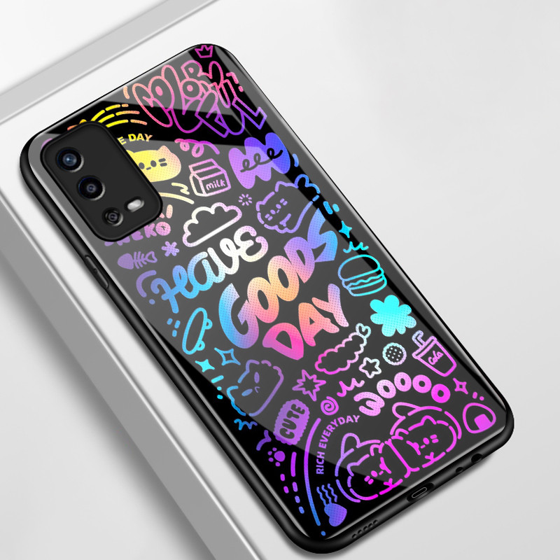 เคสสำหรับ OPPO A55 4G A54 4G A56 5G A55s เคสโทรศัพท์แมวเปลือกแก้วกันกระแทก