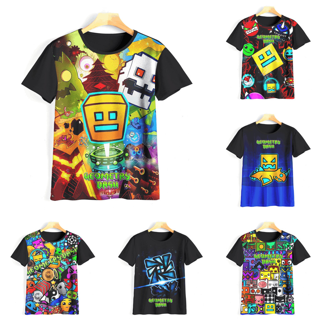 เสื้อยืดเกม Geometry Dash 3D สําหรับเด็กและผู้ใหญ่ Unisex - Saga Bandung