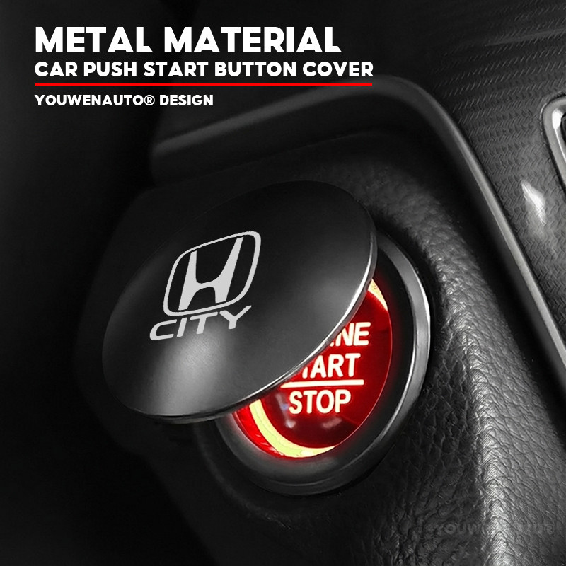 สําหรับHonda CityรถPush Startปุ่มฝาครอบโลหะเครื่องยนต์Startหยุดป้องกันสําหรับCity 2014 2025 2024 201