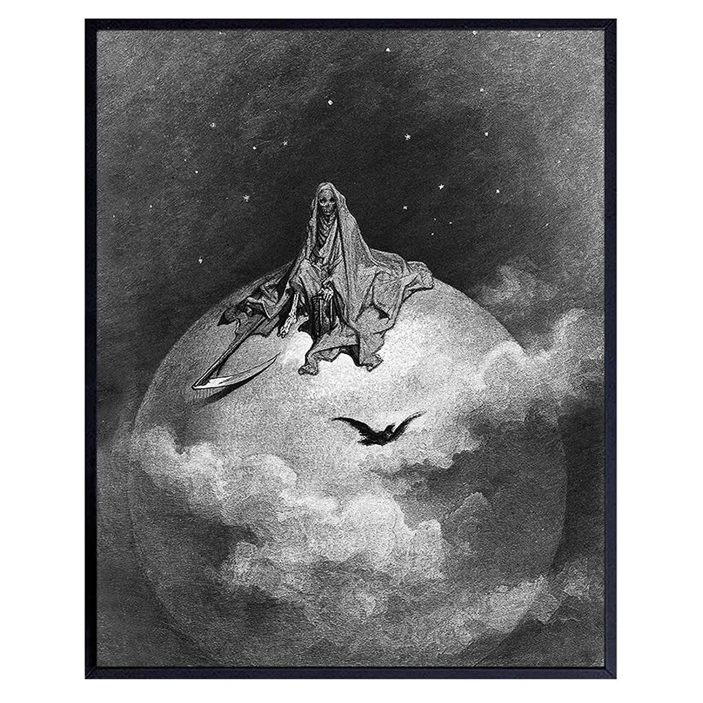 Satanic Decor Grim Reaper โปสเตอร์ Satan Lucifer Mercise Beelzebub Goth Wall Decor John Milton Parad