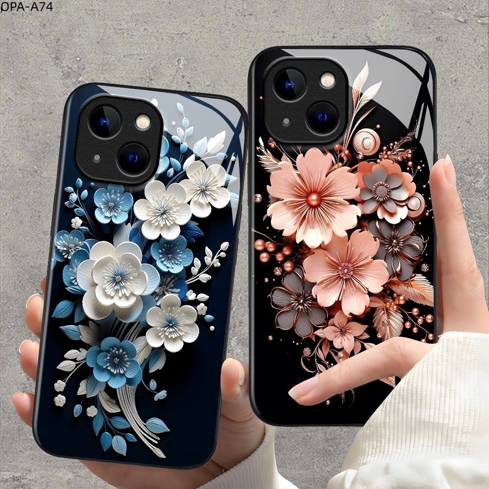 เคส For OPPO A98 A96 A95 A94 A93 A92 A91 A83 A79 A78 A77 A76 A74 4G 5G เคสโทรศัพท์ เคสออปโป้ Phone Glass Case BLK
