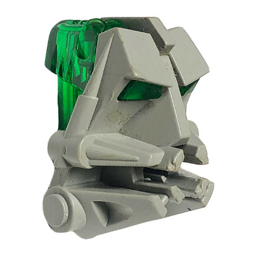 Brick2cube Part - Bionicle Head Connector Block 3 x 4 x 1 2/3 with Trans-Green Eye / Brain Stalk (32