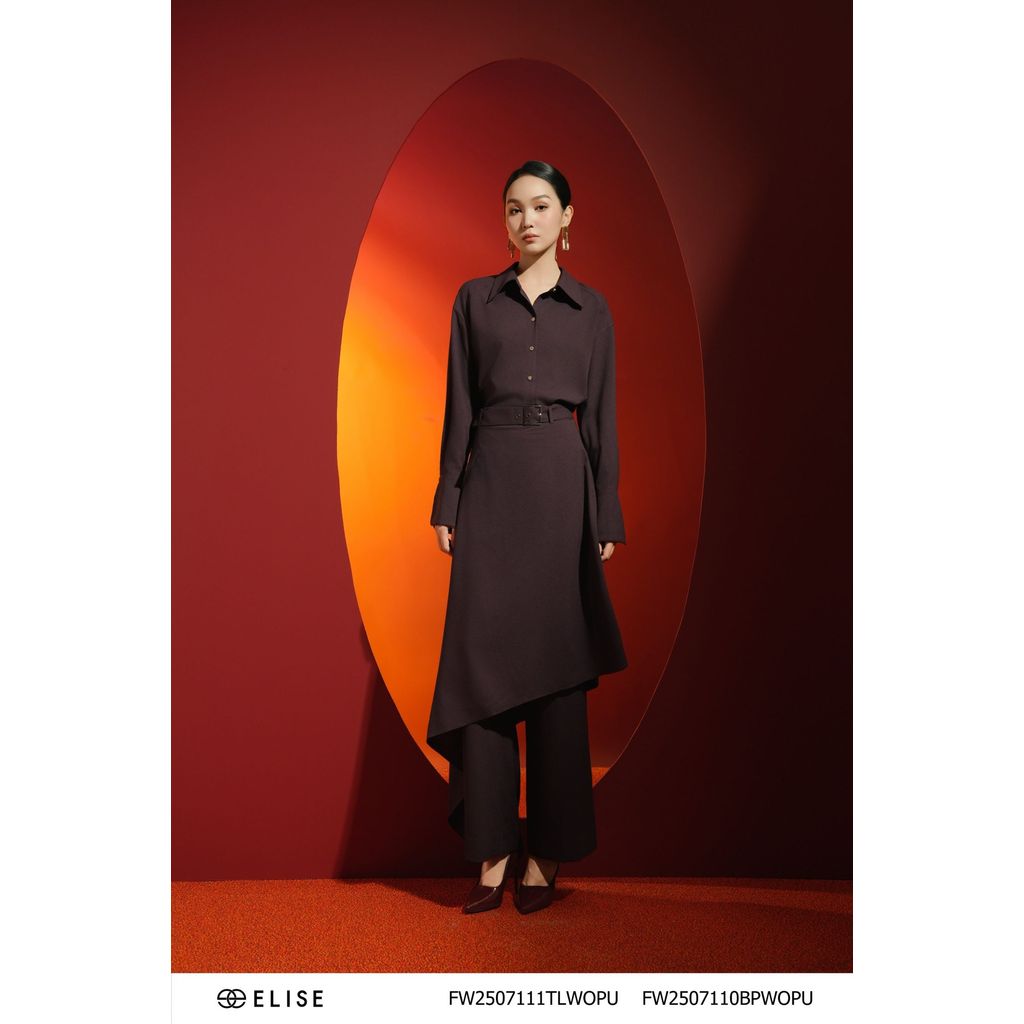 Elise FW กางเกงกระโปรงเข็มขัดสีม่วงออกแบบ2507110BPWOPU (O2O)