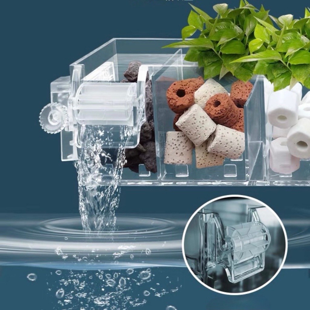 Jeneca GD Overflow Filter พร้อมปั๊มพร้อมตะขอแขวนสะดวก แขวนหรือแขวนตู้ปลาและบ่อขนาดเล็ก