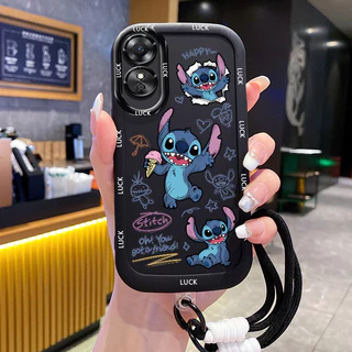 เคสสำหรับ OPPO A17 A17K เคสโทรศัพท์เย็บซิลิโคนสายคล้องกันกระแทก