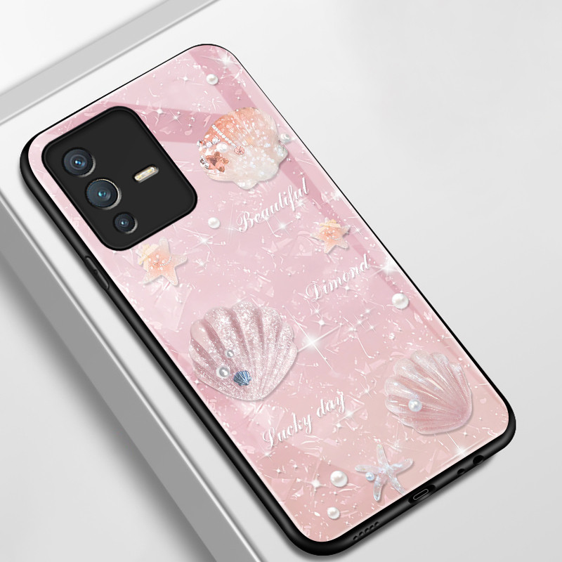 เคสสำหรับ VIVO V23 5G V23i 5G V23E 4G V23E 5G Y75 เคสโทรศัพท์เปลือกหอยปลาดาวเปลือกแก้วกันกระแทก