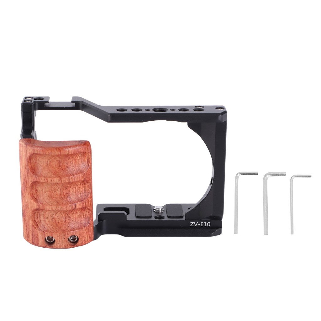JLwin กล้องกรง 3/8in Locating 1/4 ในด้ายรองเท้าเย็นไม้ Handle Video Rig สําหรับ ZV E10 PPC2