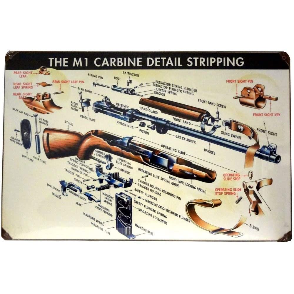 Loseta M1 Carbine รายละเอียด Peeler Premium Tin Sign Rustic Vintage โลหะ Wall Art Home Decor 16 x 12