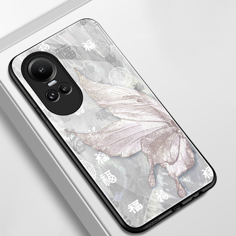 เคสสำหรับ OPPO Reno 10 5G 10 Pro 5G Reno 11 Pro 5G Reno 11F 5G เคสโทรศัพท์ผีเสื้อดอกไม้เปลือกแก้วกันกระแทก