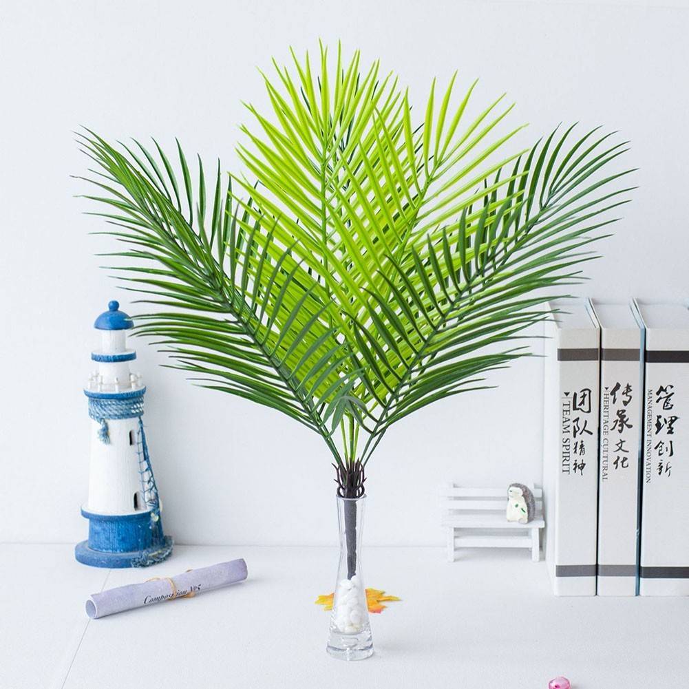 [จัดส่งรวดเร็ว]9 Heads Artificial Tropical Palm Leaves Tree Fake Plants Bedroom Decorations