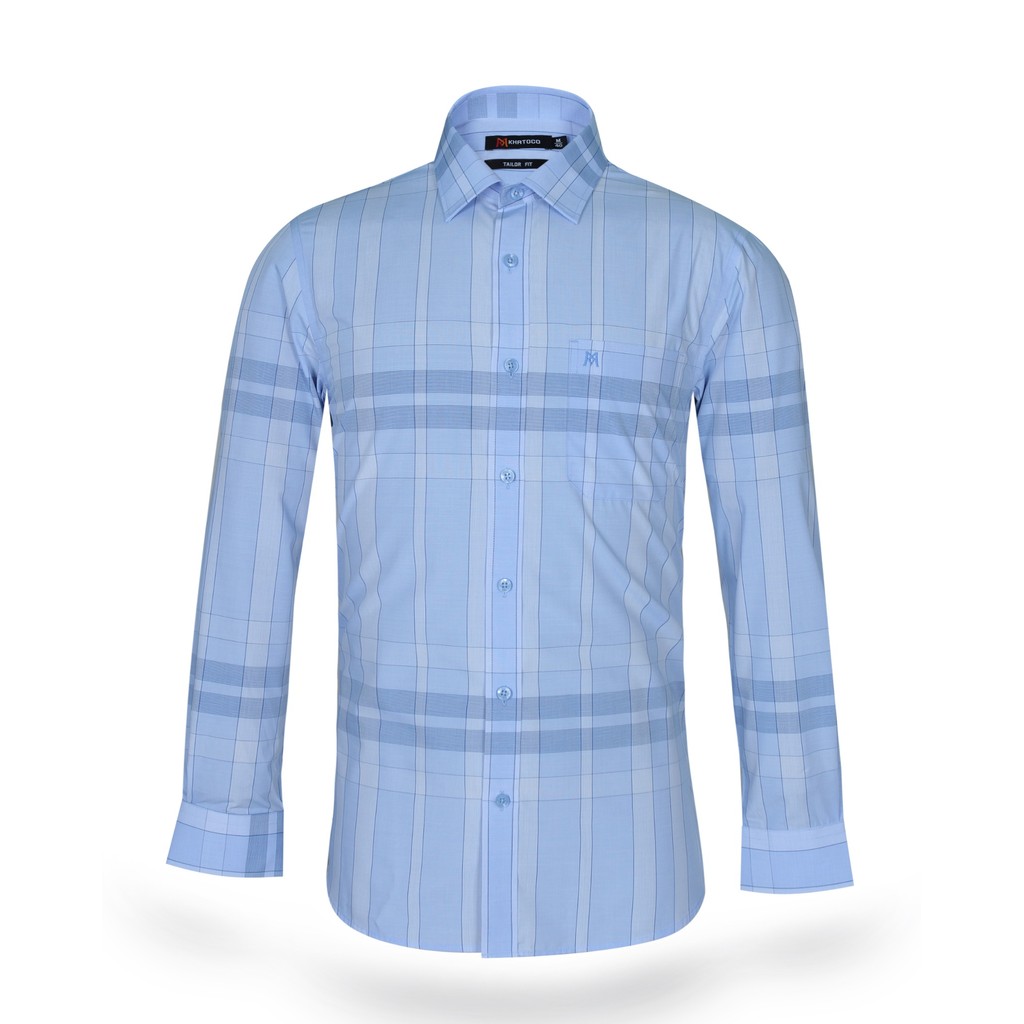 KHATOCO เสื้อเชิ้ตลายสก๊อตแขนยาวผู้ชาย A1MD498T1-CNCR254-2501-D