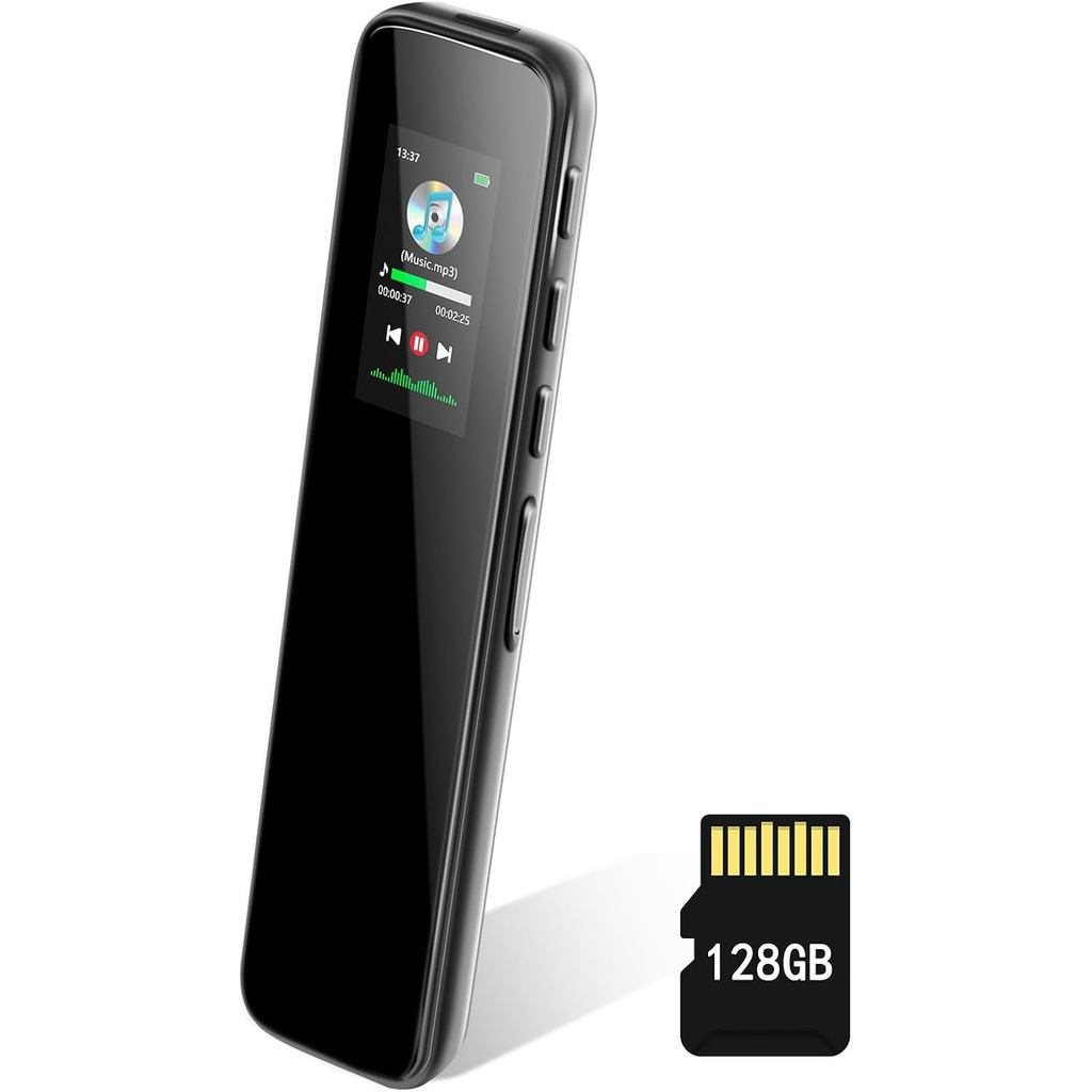 (Upgraded Version) Small IC Recorder, Voice Recorder, Long Recording, 4 + 128 GB Large Capacity, 1,5