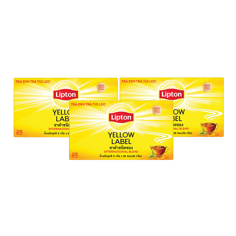 ลิปตัน ชา 2 ก. ฉลากเหลือง 25 ซอง x 3 (LIPTON English Tea 2 g 25 sachets x 3)