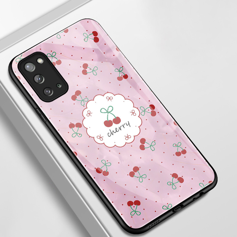 เคสสำหรับ Samsung Note 20 4G Note 20 5G Note 20 Ultra note 10 Plus Note 8 Note 9 เคสโทรศัพท์เชอร์รีเปลือกแก้วกันกระแทก