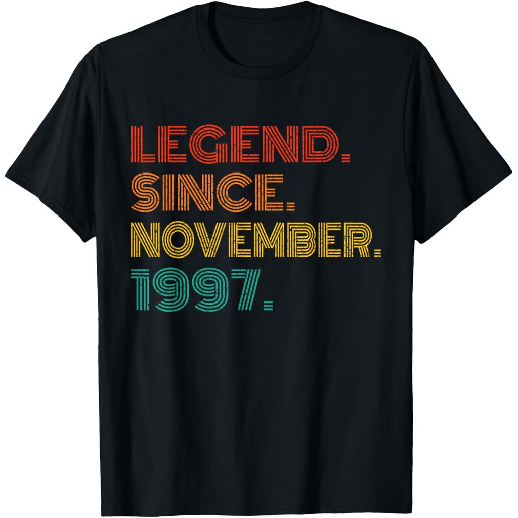 เสื้อยืดผ้าฝ้ายผู้ชาย Legend ตั้งแต่ปี 1997 พฤศจิกายน Birth Of Birthday 1997 เสื้อยืดในตํานาน
