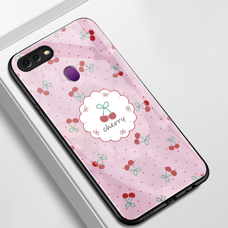 เคสสำหรับ OPPO F9 Pro F7 F5 Youth A7X Realme 2 Pro เคสโทรศัพท์เชอร์รีเปลือกแก้วกันกระแทก – โปรปัง