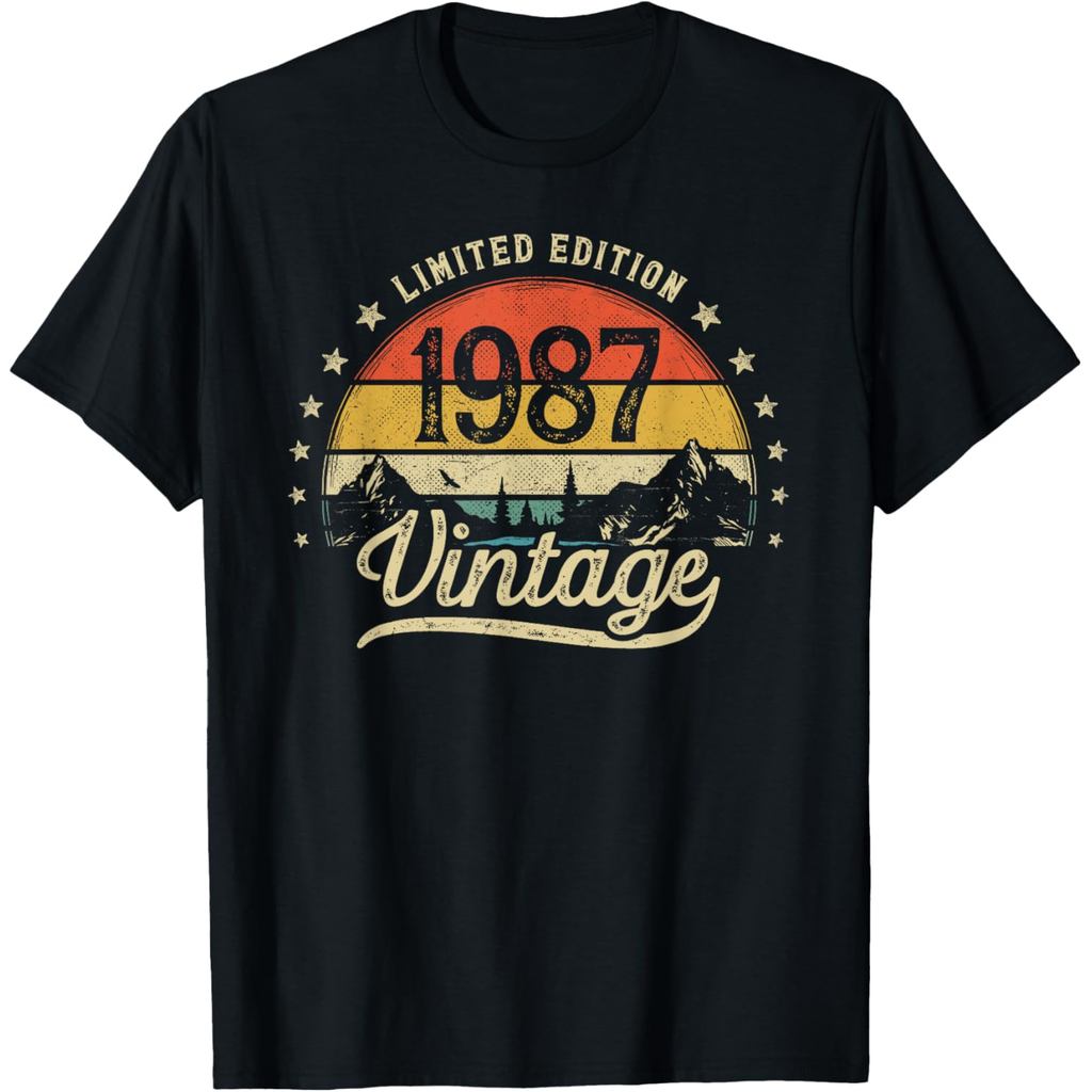 เสื้อยืดผ้าฝ้ายผู้ชาย Vintage 1987 Limited Edition 38th Birthday 38 Years Old Men T-Shirt