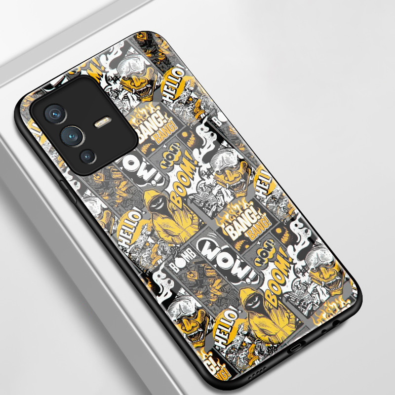 เคสสำหรับ VIVO V23 5G V23i 5G V23E 4G V23E 5G Y75 เคสโทรศัพท์นามธรรมเปลือกแก้วกันกระแทก