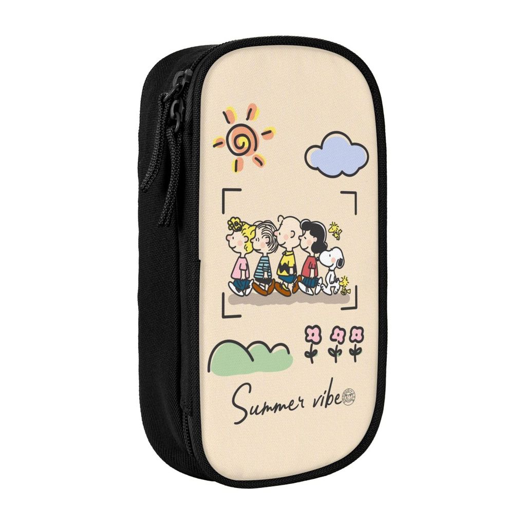 Snoopy พิมพ์กล่องดินสอความจุขนาดใหญ่หลายช่องกล่องเครื่องเขียนที่ใส่กระเป๋าดินสอโต๊ะสําหรับโรงเรียน Office Home