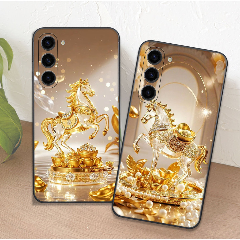 เคส Samsung S24 / S24 Plus / S24+ / S24 Ultra / S24 FE พิมพ์ลายม้าสีเหลือง เคส Clover