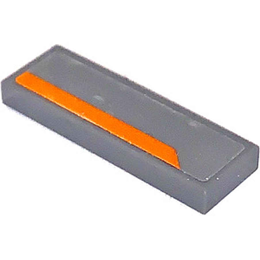 Brick2cube Part - Tile 1 x 3 with Orange Stripe on Dark Bluish Gray Background Pattern Model Left Si