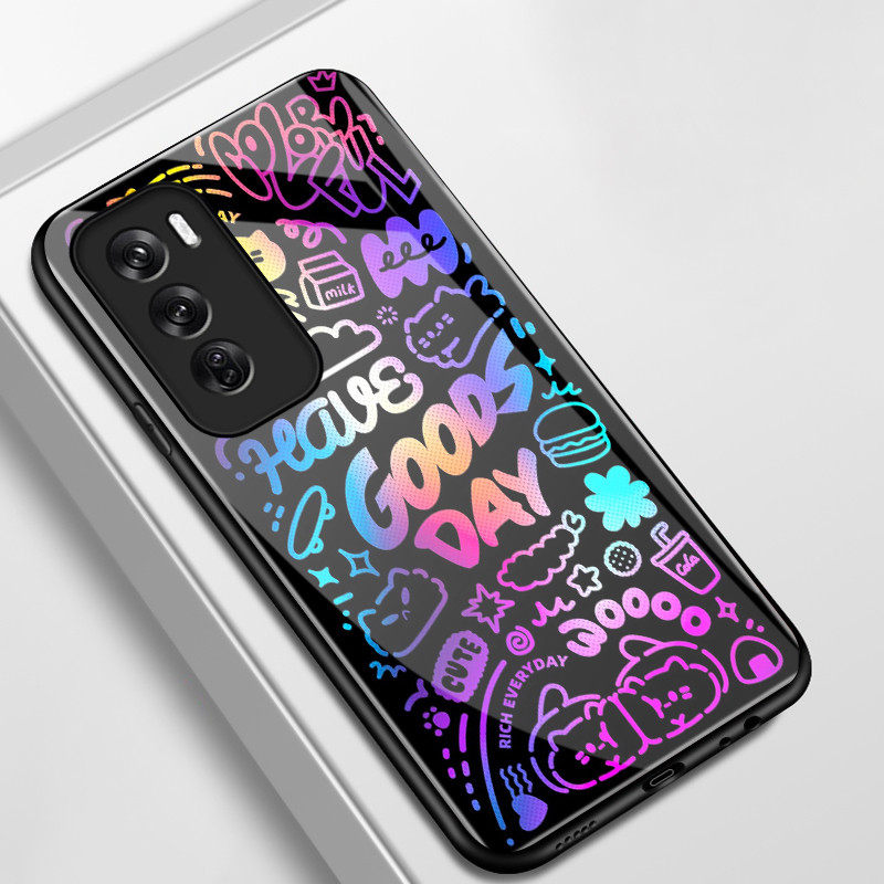 เคสสำหรับ OPPO Reno 12 5G Reno 12 Pro 5G Reno 12F 4G Reno 12F 5G เคสโทรศัพท์แมวเปลือกแก้วกันกระแทก