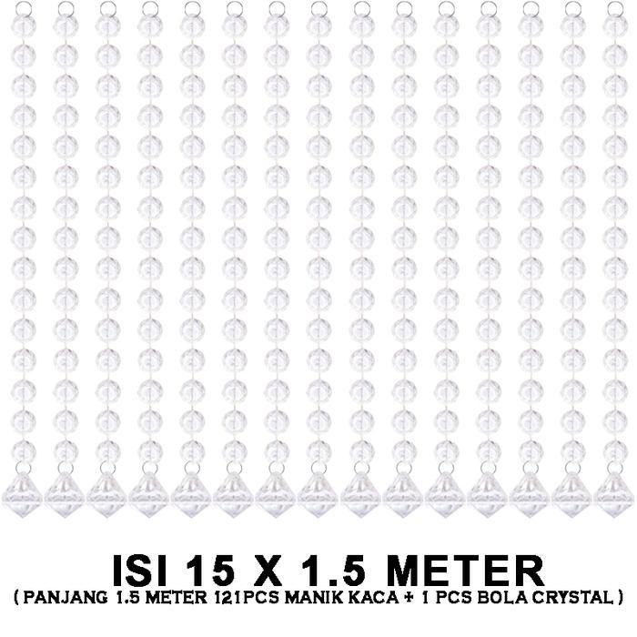 Eelic Tmm-T1.5Mb 14 มม.เนื้อหา 15 ชิ้นตกแต่งผ้าม่านลูกปัดคริสตัลยาว 1 เมตร (79 ชิ้น)