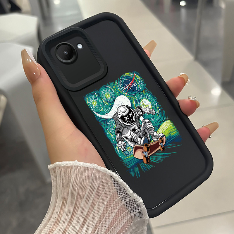 เคสสำหรับ Realme C30 C30s Narzo 50i Prime เคสโทรศัพท์มนุษย์อวกาศสามสีซิลิโคนกันกระแทก