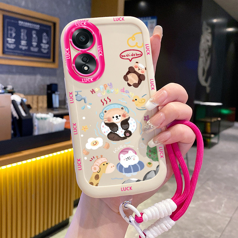 เคสสำหรับ OPPO A58 4G A58 5G A58X 5G A78 5G A1X 5G A2X 5G เคสโทรศัพท์สัตว์น่ารักซิลิโคนสายคล้องกันกระแทก