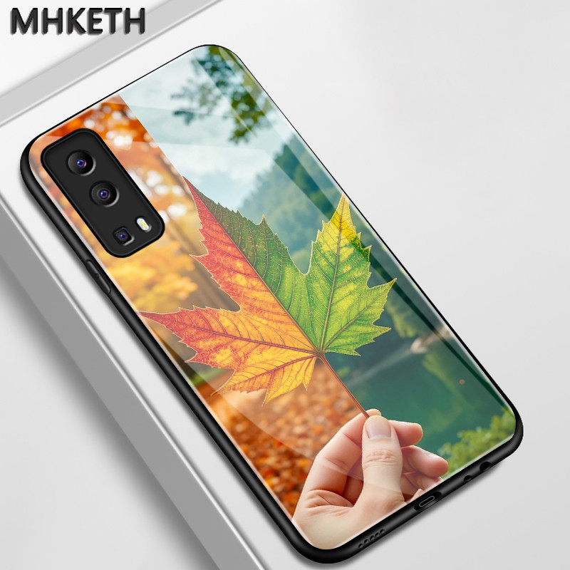 เคสสำหรับ VIVO Y72 5G Y52 5G Y75s 5G Y53s 5G Y76 5G เคสโทรศัพท์แมวเปลือกแก้วกันกระแทก