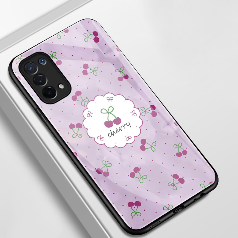 เคสสำหรับ OPPO A54 5G A55 5G A74 5G A93 5G A95 F19 F19s Reno 6 Lite เคสโทรศัพท์เชอร์รีเปลือกแก้วกันกระแทก ราคา ถูกที่สุด ดีลบีเคเค แกลเลอรีภาพที่ 2