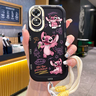 เคสสำหรับ OPPO A17 A17K เคสโทรศัพท์เย็บซิลิโคนสายคล้องกันกระแทก