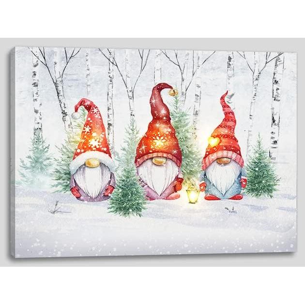 Three Gnomes Led Canvas Print Lighted Wall Art Light Up Picture