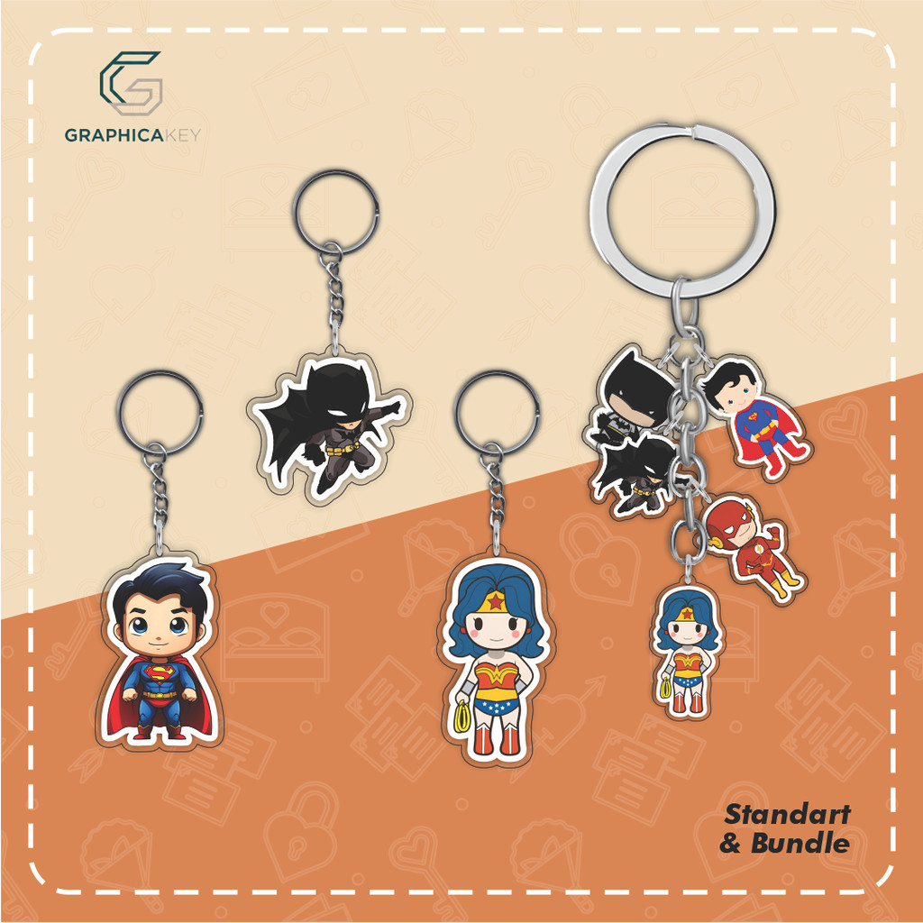 GANTUNGAN พวงกุญแจอะคริลิค Batman Superman และอัล. พวงกุญแจอะคริลิค 2 ด้าน ยูวี พิมพ์