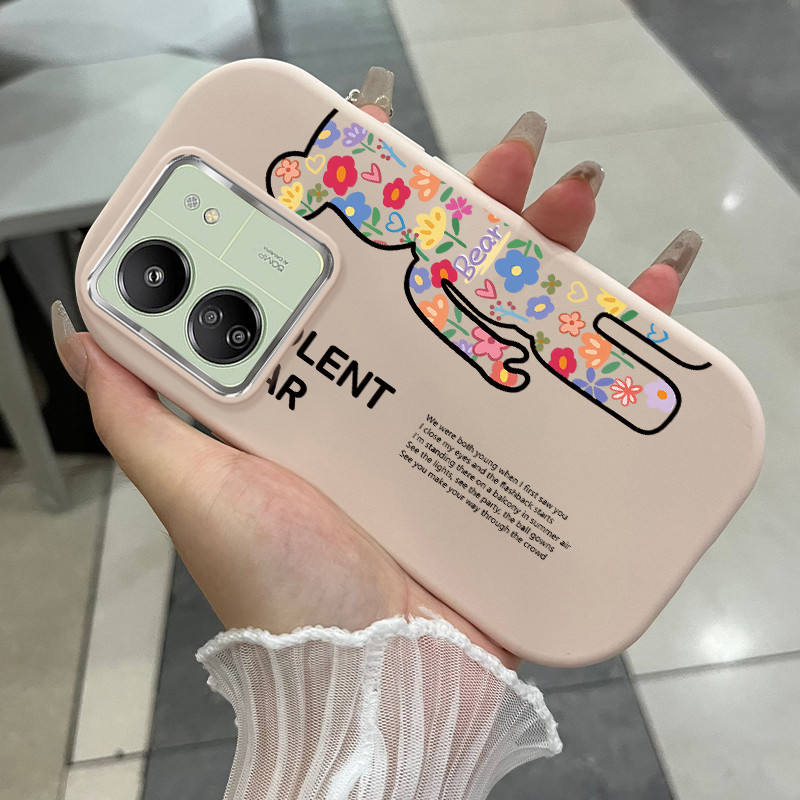 เคสสำหรับ Xiaomi Redmi 13C POCO C65 เคสโทรศัพท์หมีนำโชคกันกระแทกกลมและอ้วน