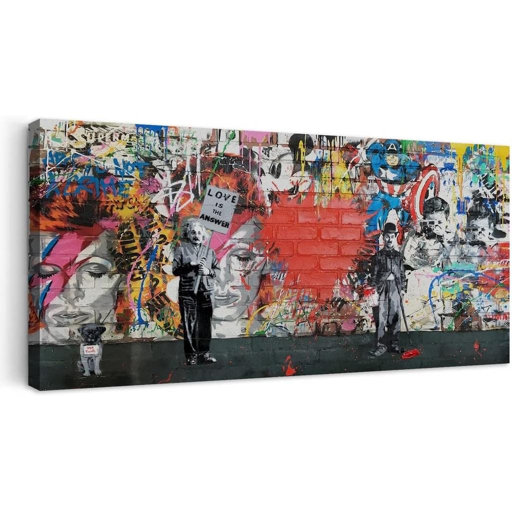 Banksy ผ้าใบ Wall Art บทคัดย่อ Graffiti Street Art ผ้าใบ Wall Art ภาพพิมพ์สําหรับห้องนั่งเล่นตกแต่งบ