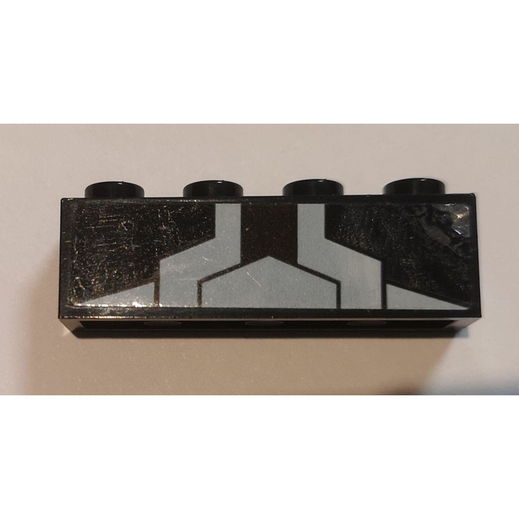 Brick2cube Part - Brick 1 x 4 with White Triangle and Stripes Pattern (Sticker) - Set 76103 - 3010pb