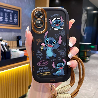 เคสสำหรับ OPPO A17 A17K เคสโทรศัพท์เย็บซิลิโคนสายคล้องกันกระแทก